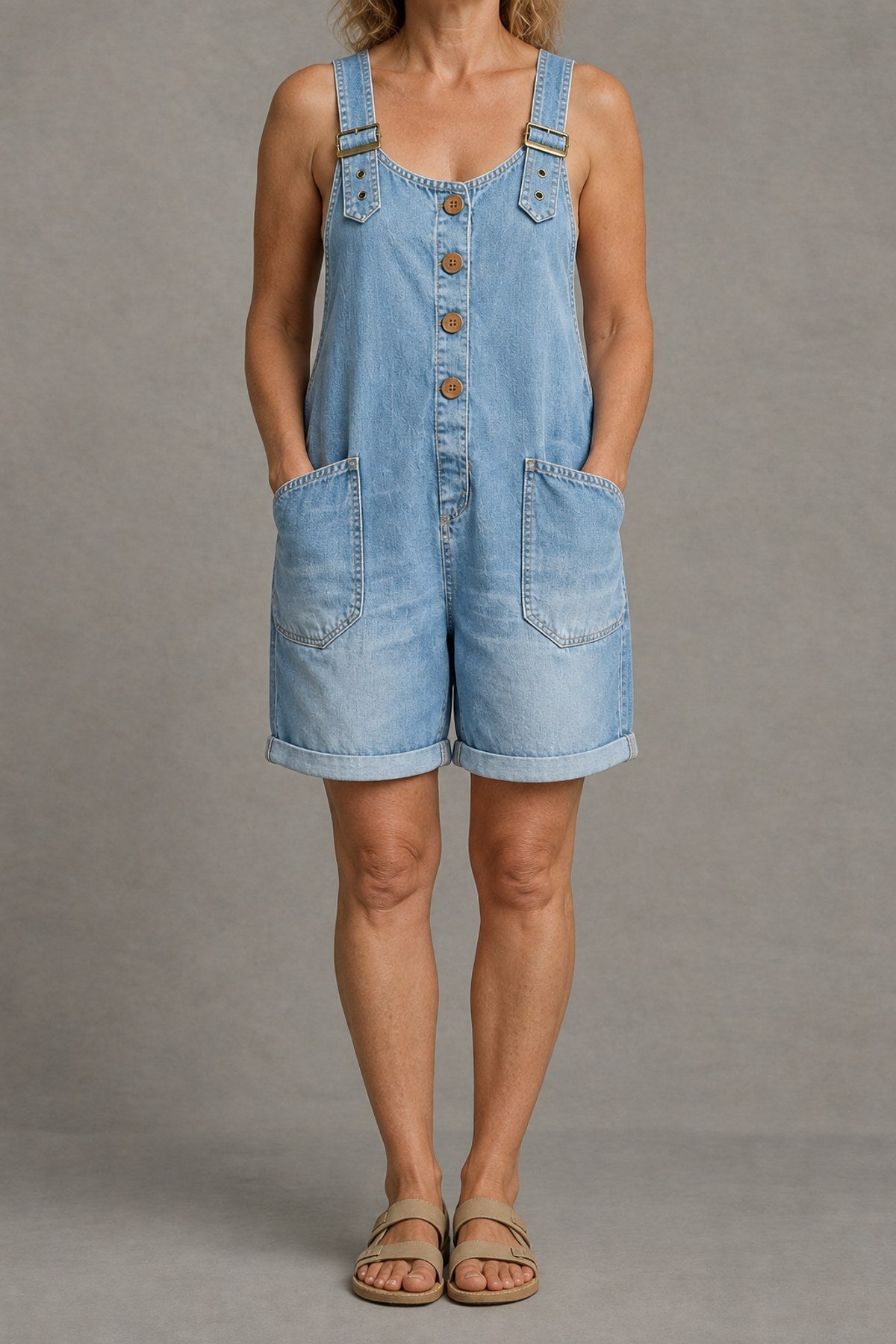 Billie | Relaxed Denim Overall Shorts