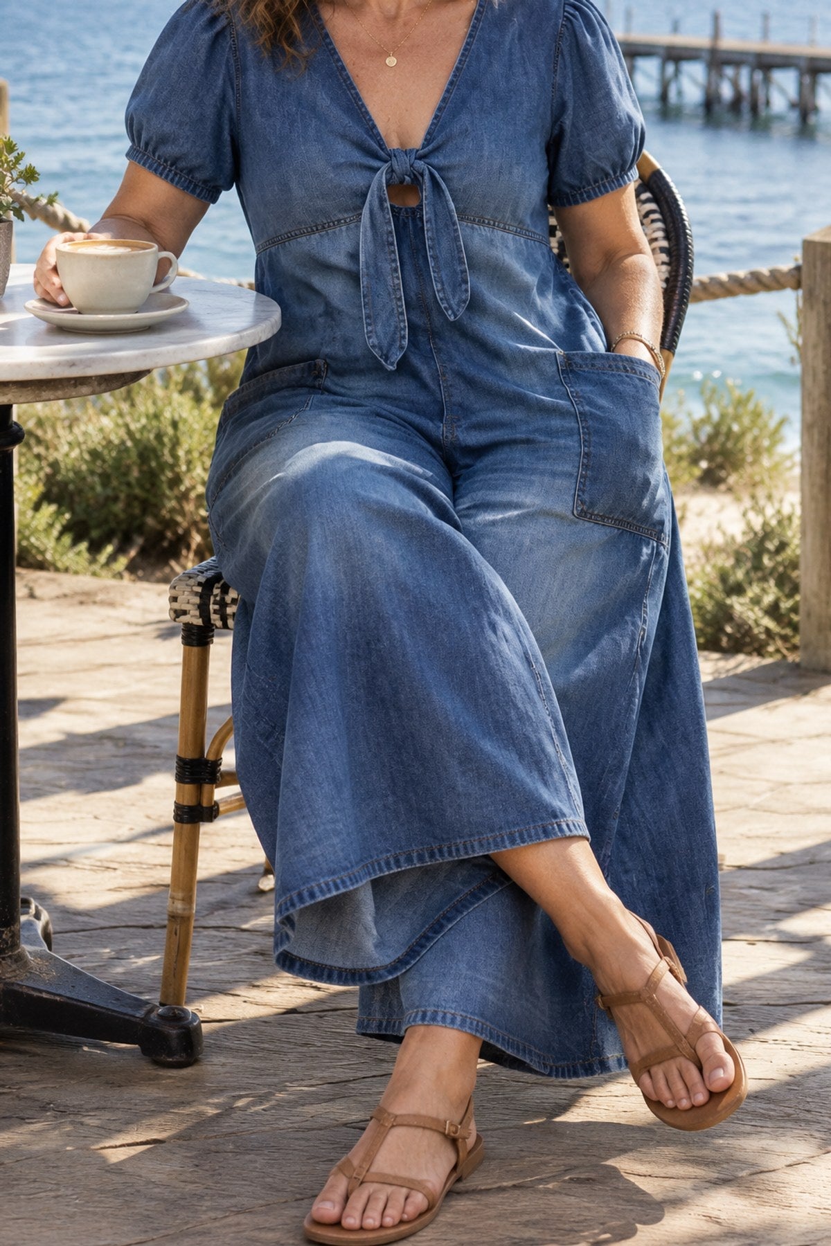 Birdie | Tie-Front Wide-Leg Jumpsuit