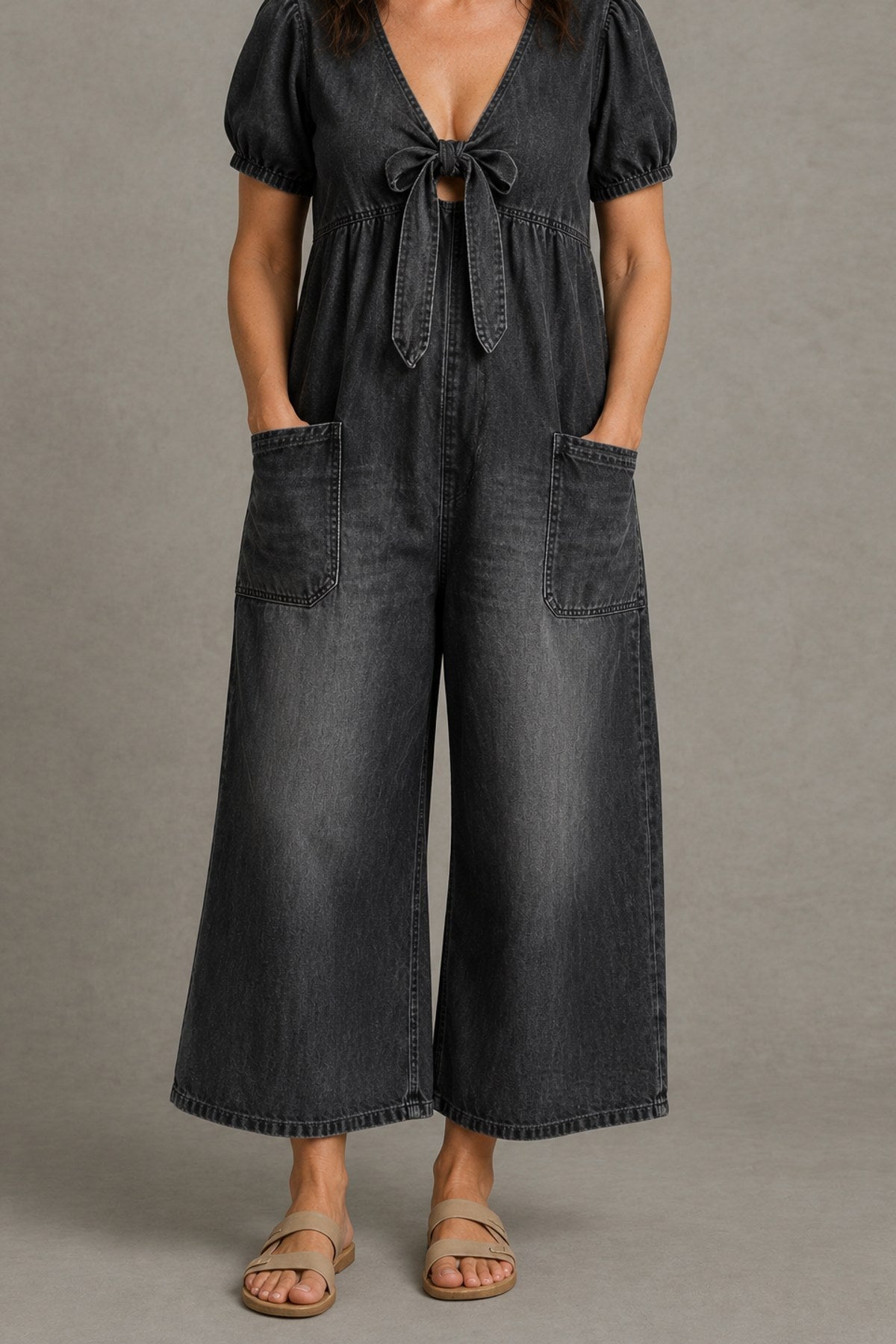 Birdie | Tie-Front Wide-Leg Jumpsuit
