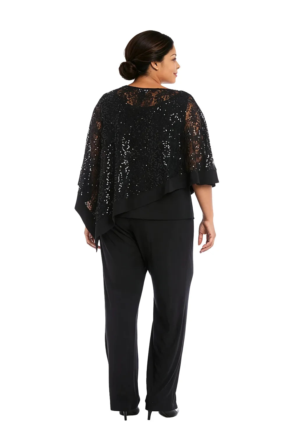 Plus Size Sequin Cape Mother of the Bride Pant Suit