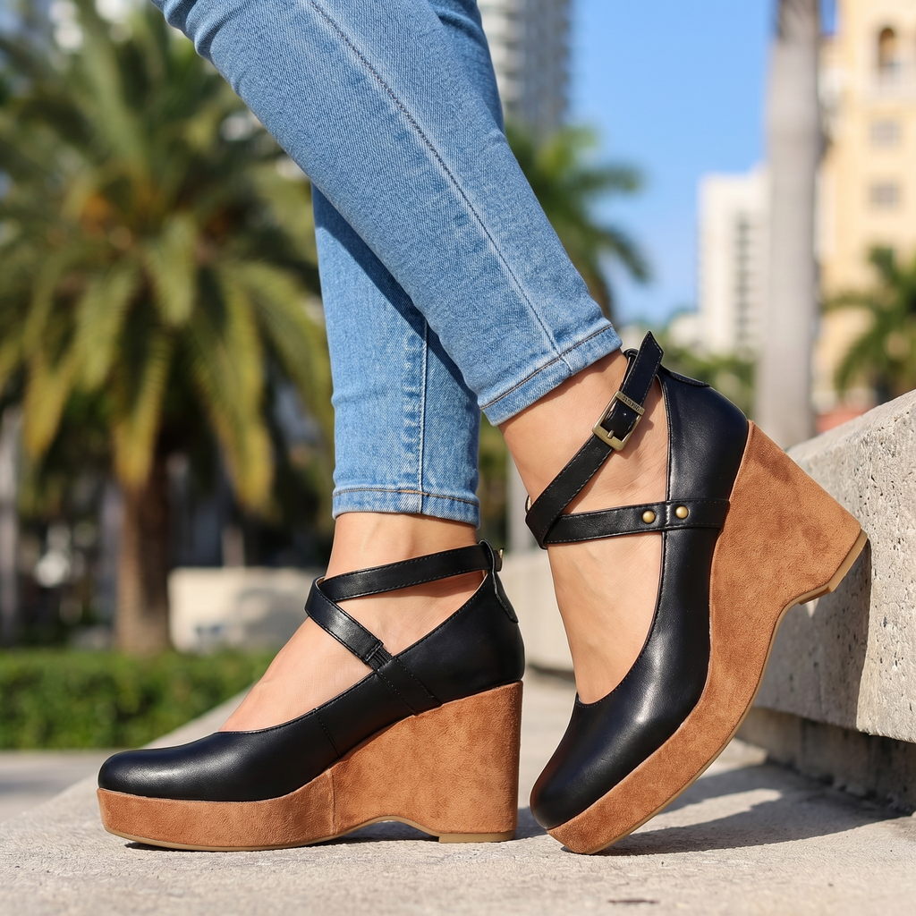 Annabel Cross-Strap Wedges
