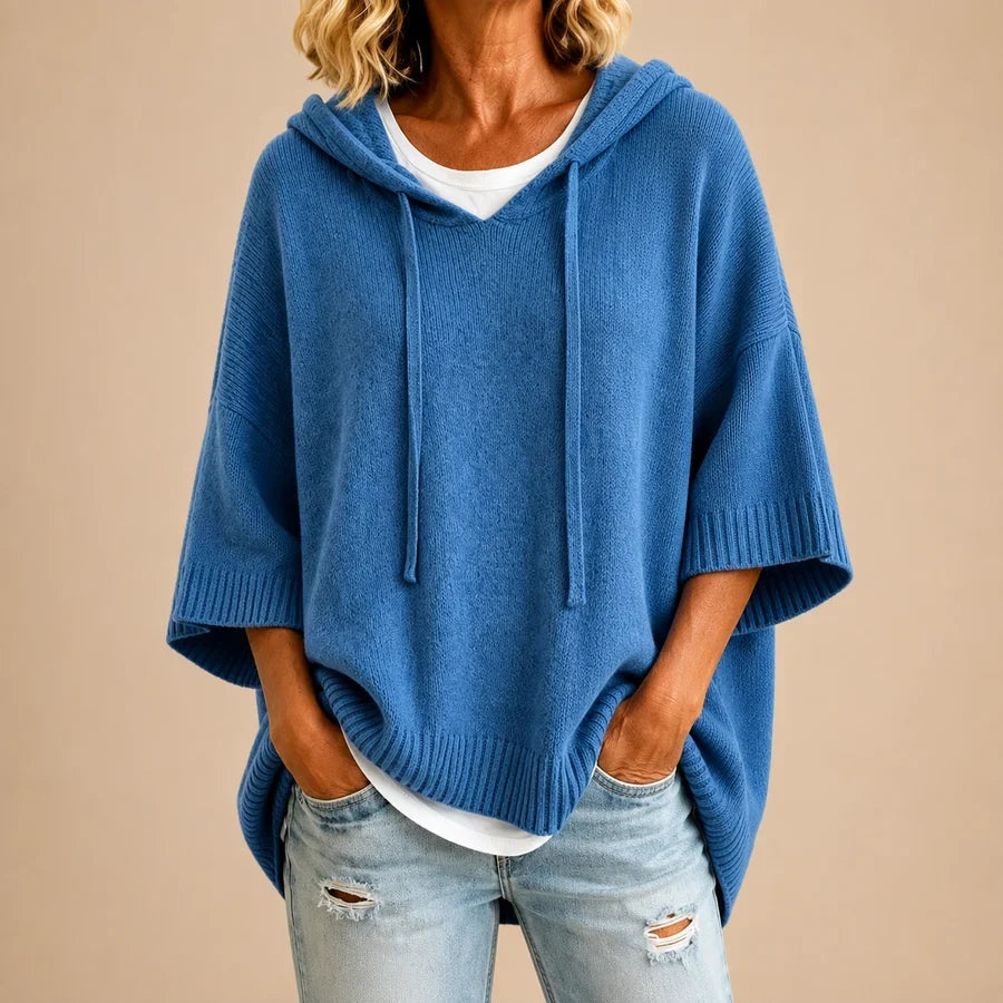 Knitted Poncho with Hood