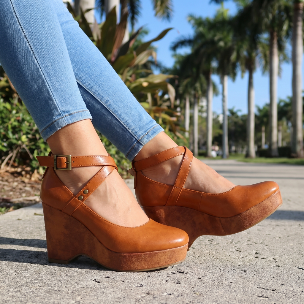 Annabel Cross-Strap Wedges