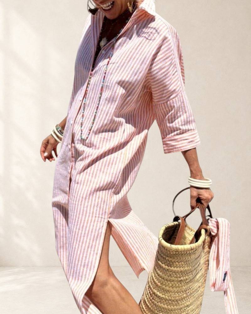 Ellen™ classic striped dress by THE WHITMORE FAMILY, featuring a stylish design with horizontal stripes and a comfortable fit.