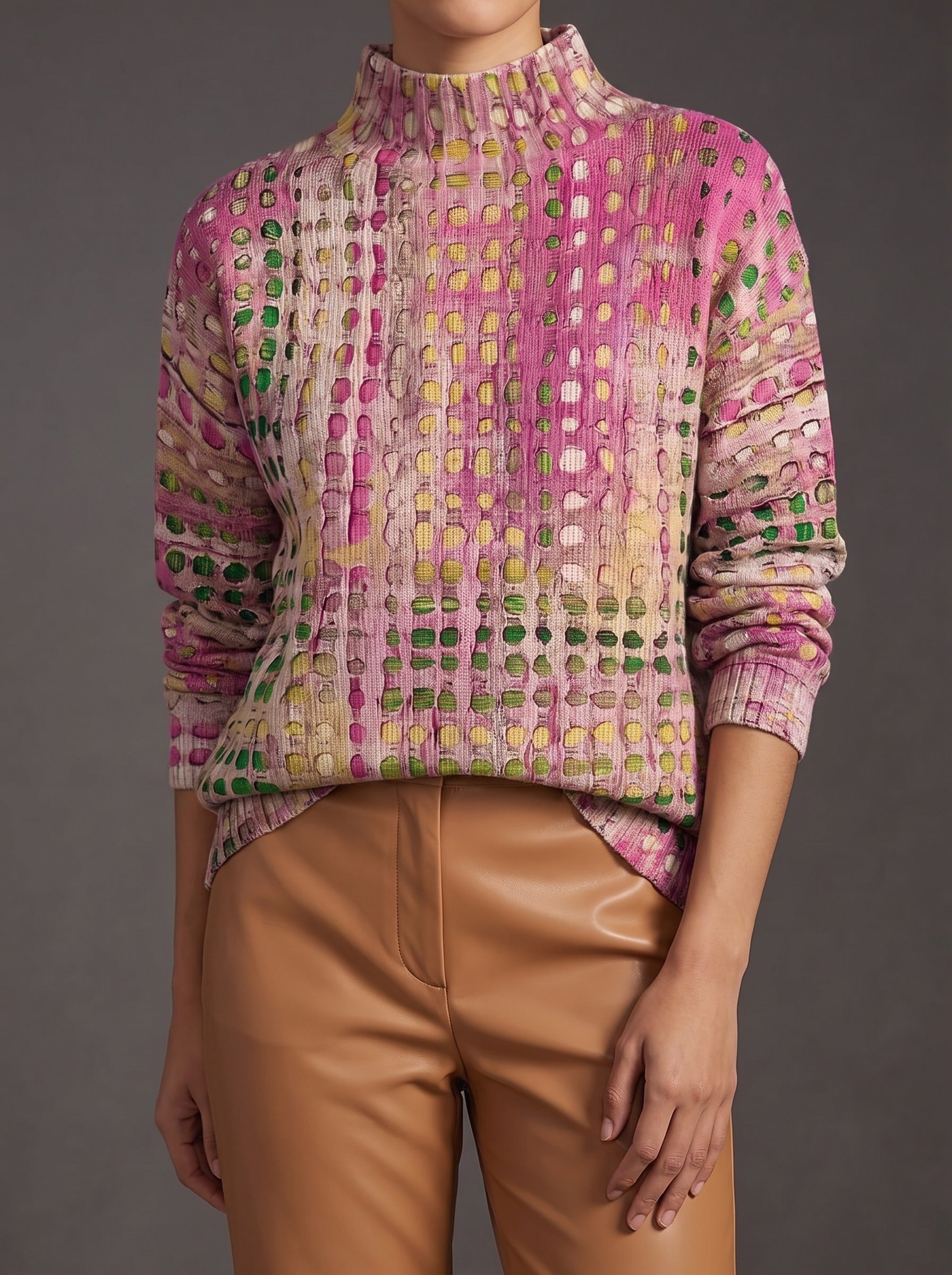 Calyx™ | Orchid Dot Lattice Turtleneck