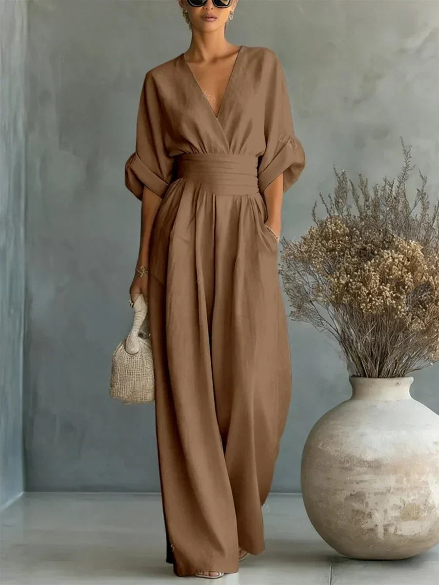 Elegant V-Neck High-Waisted Jumpsuit