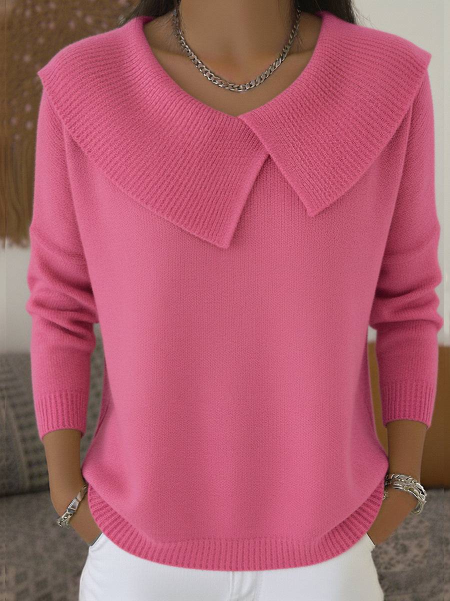 Women's warm sweater with soft collar by THE WHITMORE FAMILY, featuring a cozy knit design and relaxed fit.