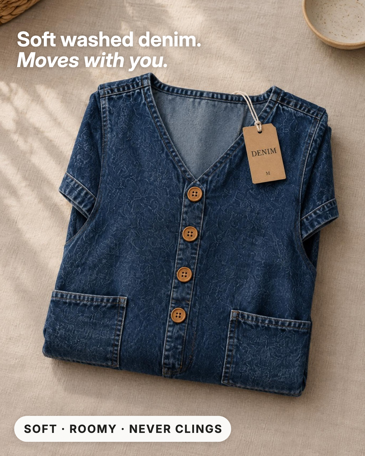Delta | Short-Sleeve Denim Jumpsuit