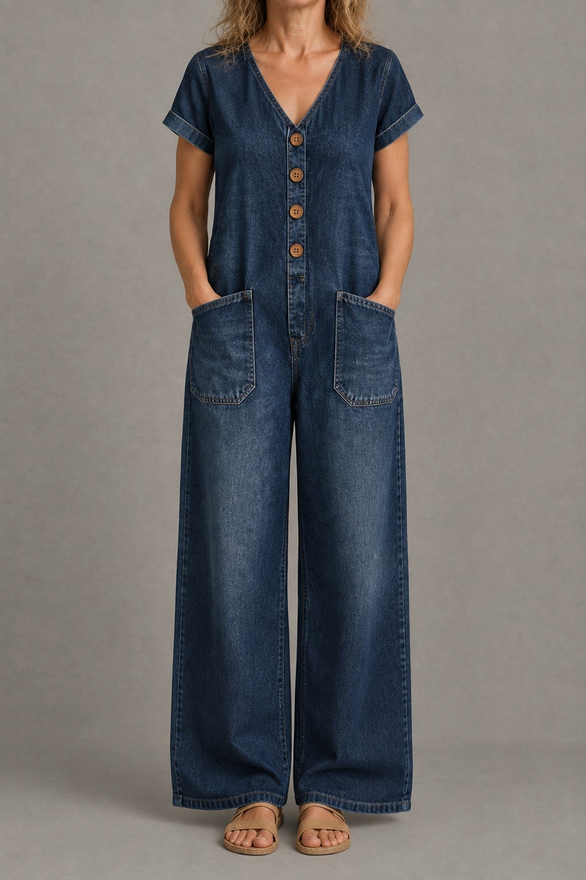 Delta | Short-Sleeve Denim Jumpsuit
