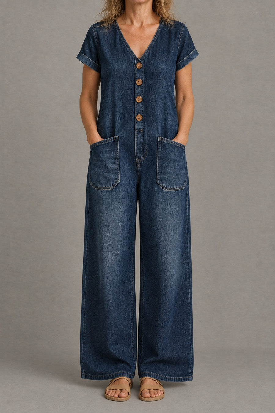 Delta | Short-Sleeve Denim Jumpsuit