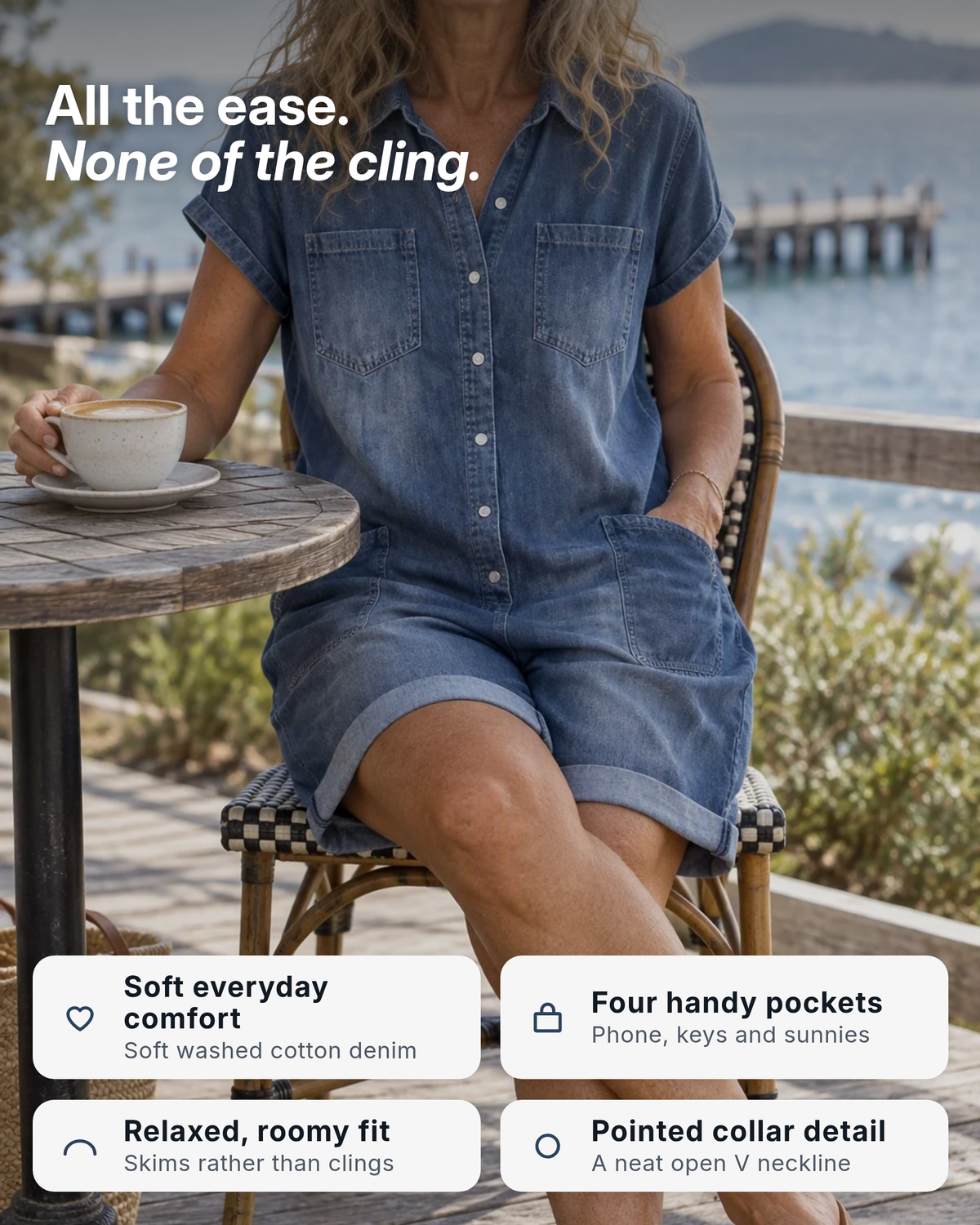 Dolly | Short-Sleeve Denim Playsuit