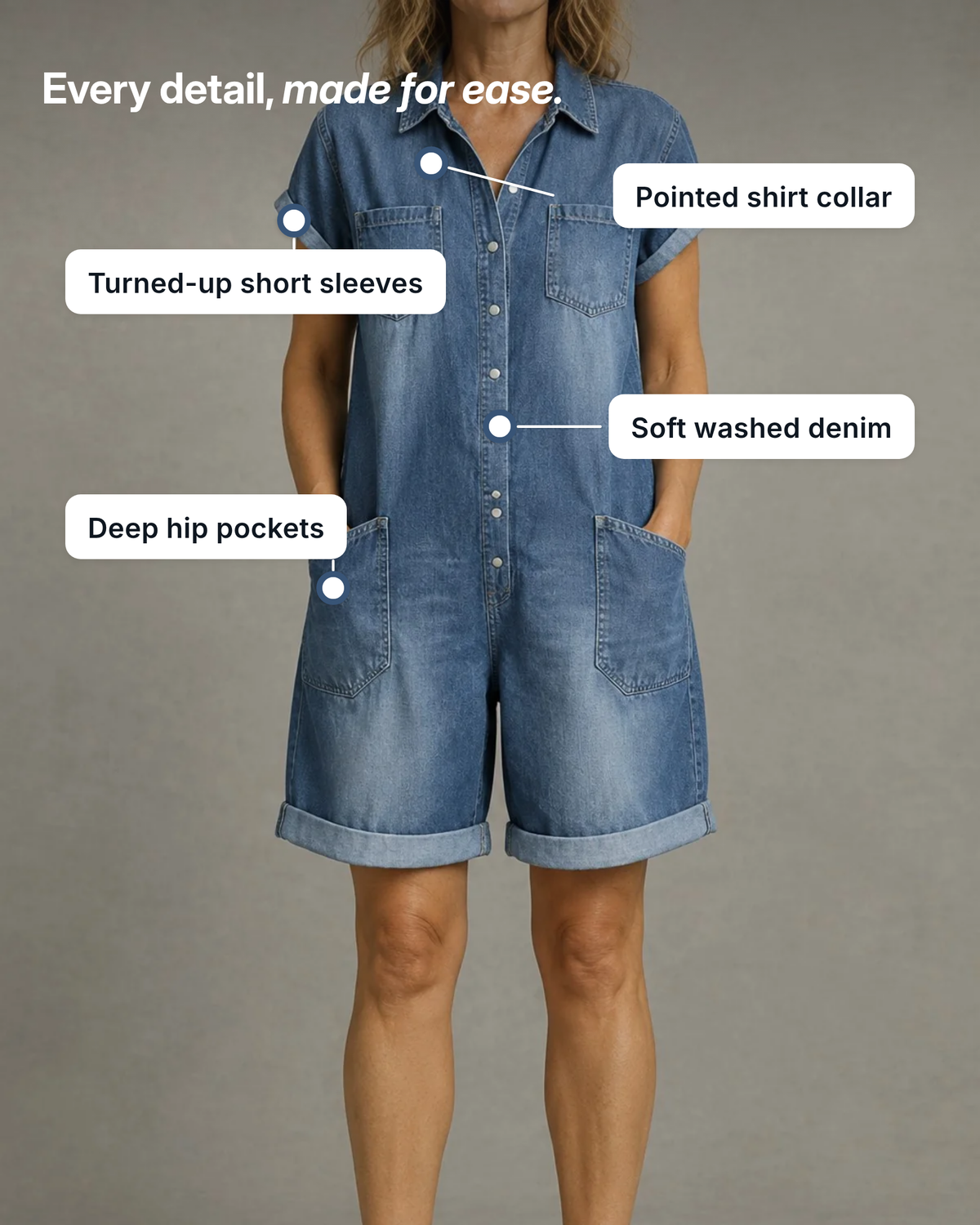 Dolly | Short-Sleeve Denim Playsuit