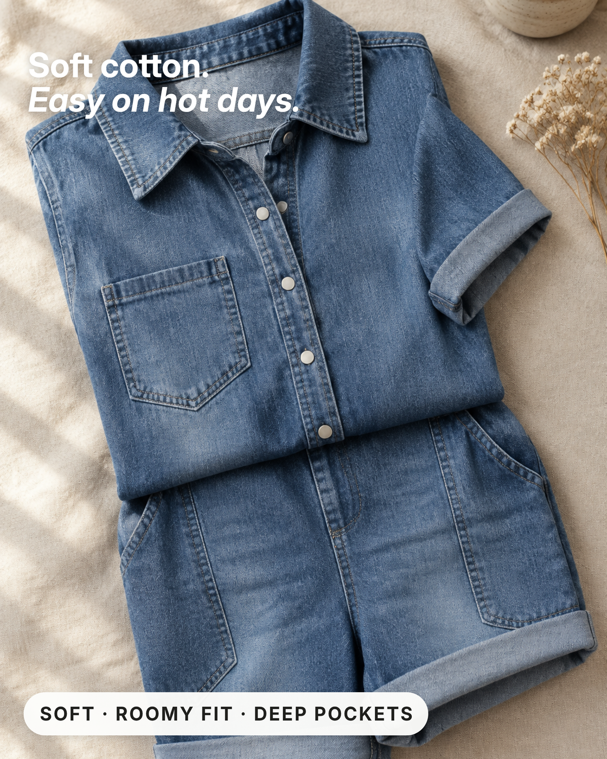 Dolly | Short-Sleeve Denim Playsuit