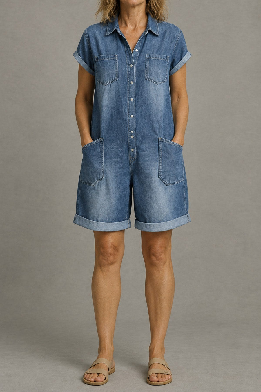 Dolly | Short-Sleeve Denim Playsuit
