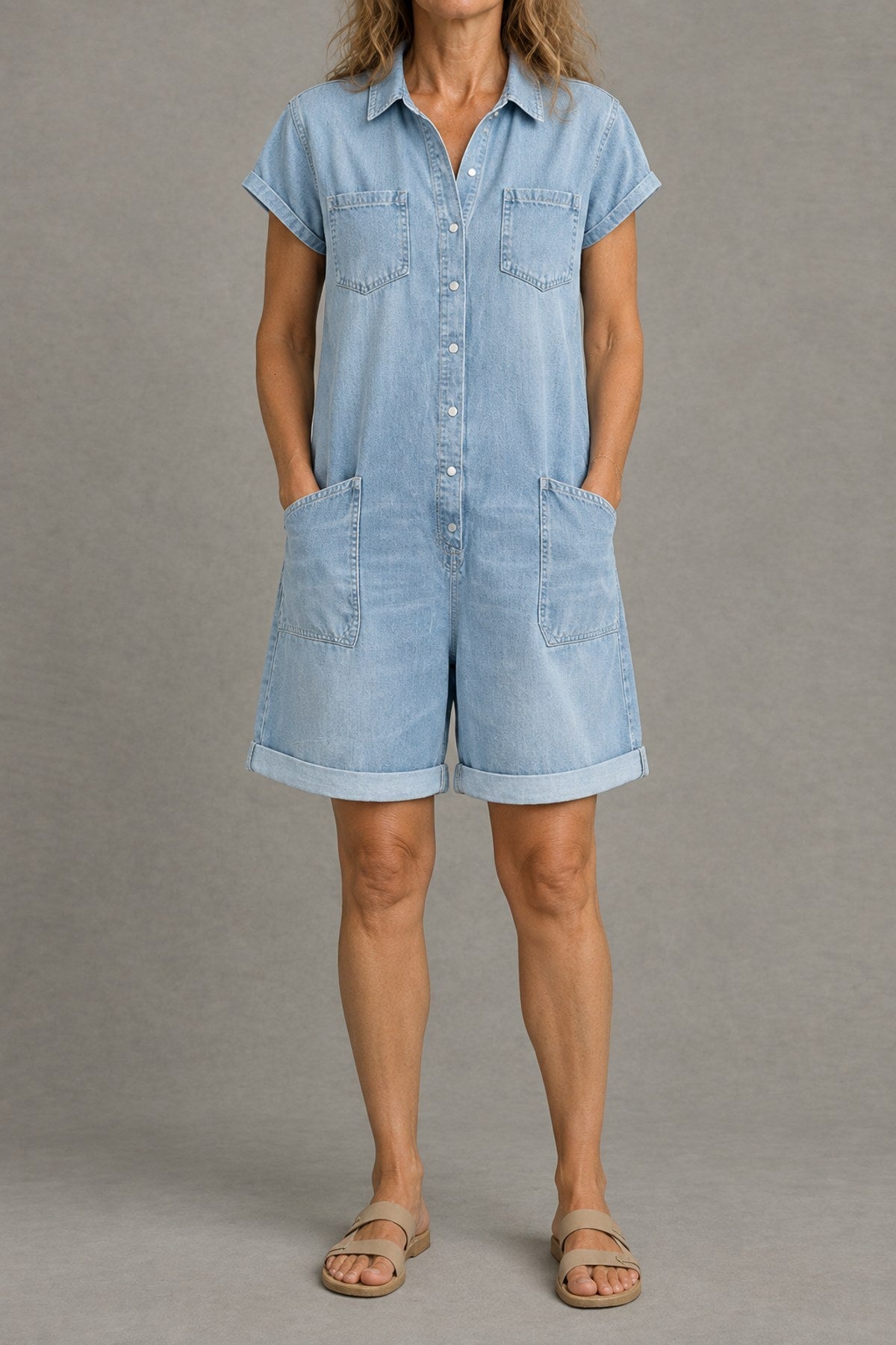 Dolly | Short-Sleeve Denim Playsuit