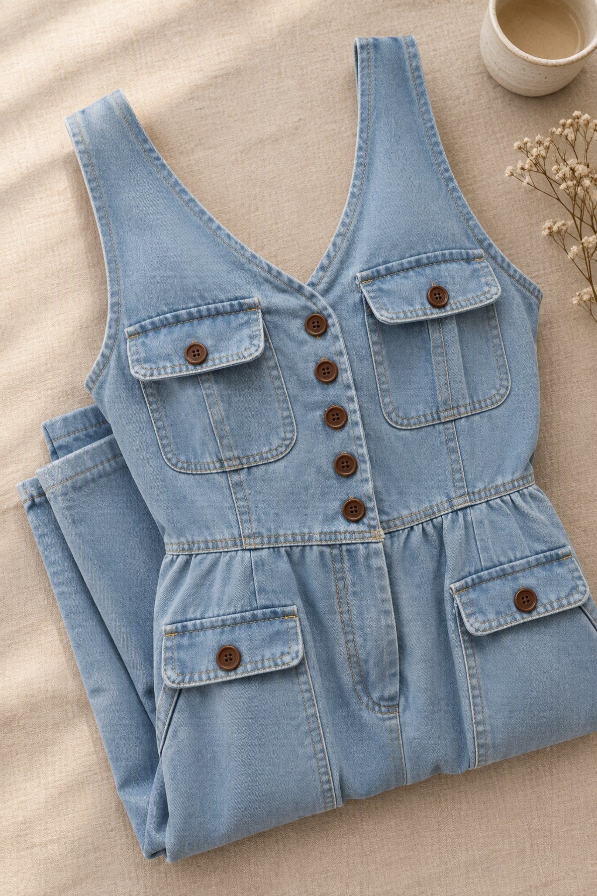 Dottie | V-Neck Denim Jumpsuit