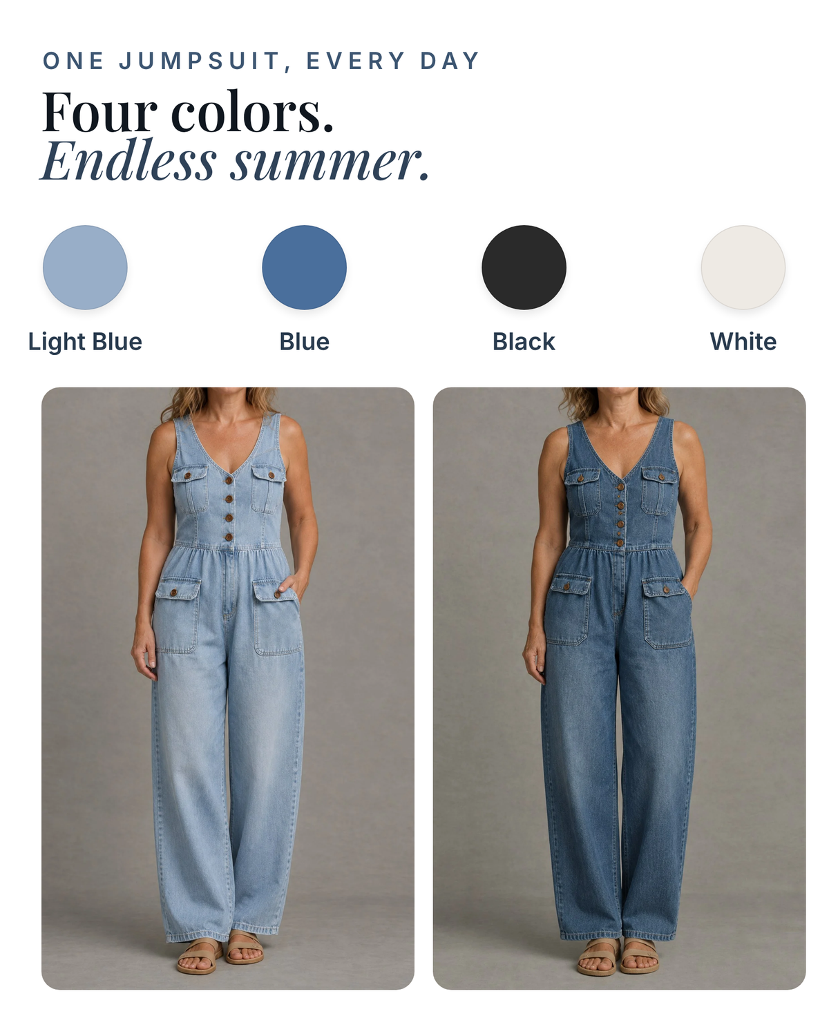 Dottie | V-Neck Denim Jumpsuit