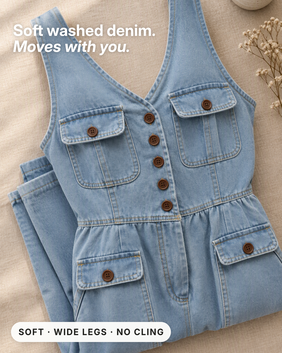 Dottie | V-Neck Denim Jumpsuit