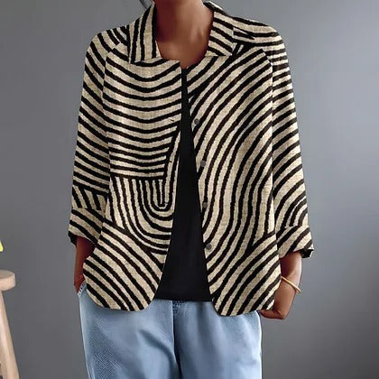 Roxy | Striped Open-Front Blazer