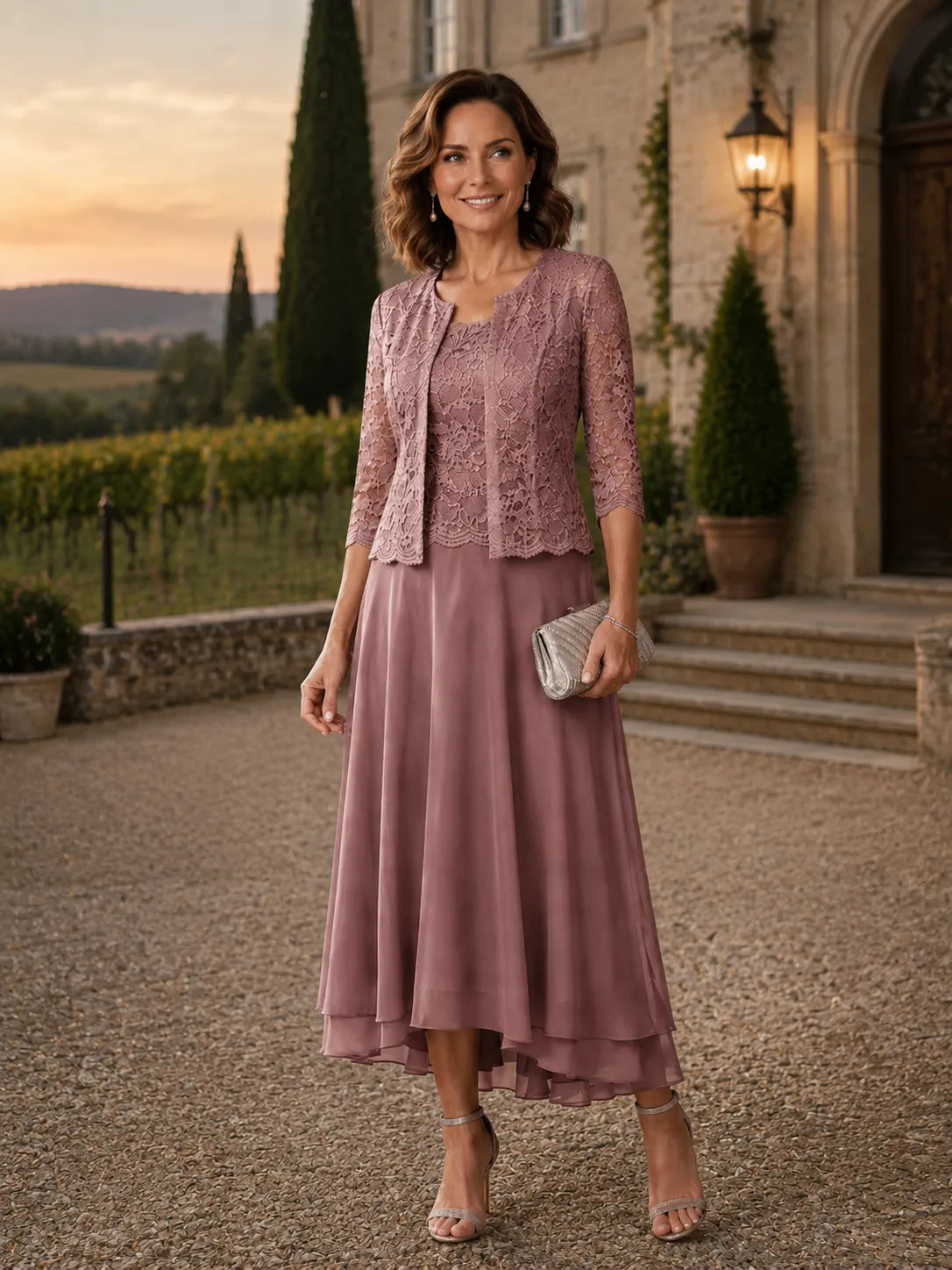 Timeless Lace Top A-Line Occasion Dress