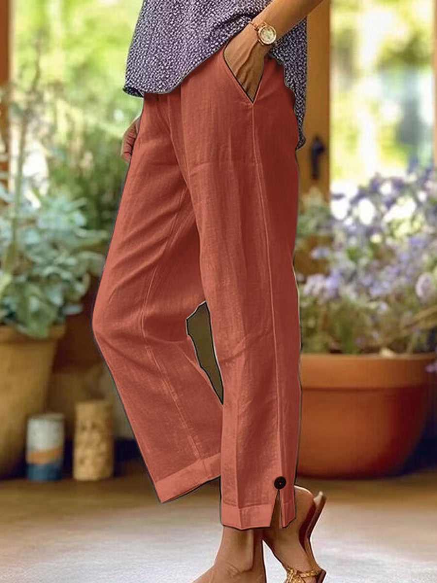 Brooke | Cotton Linen Straight Trousers