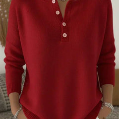 Women's Henley button-up knit sweater by THE WHITMORE FAMILY, featuring a cozy knit fabric and classic Henley neckline.