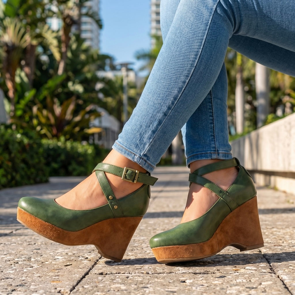 Annabel Cross-Strap Wedges
