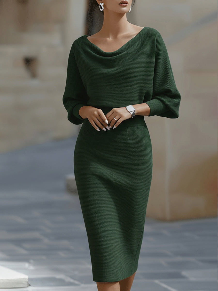 Lydia | Draped batwing-sleeve midi dress