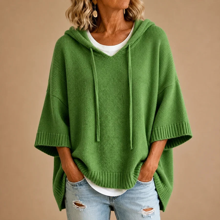 Knitted Poncho with Hood