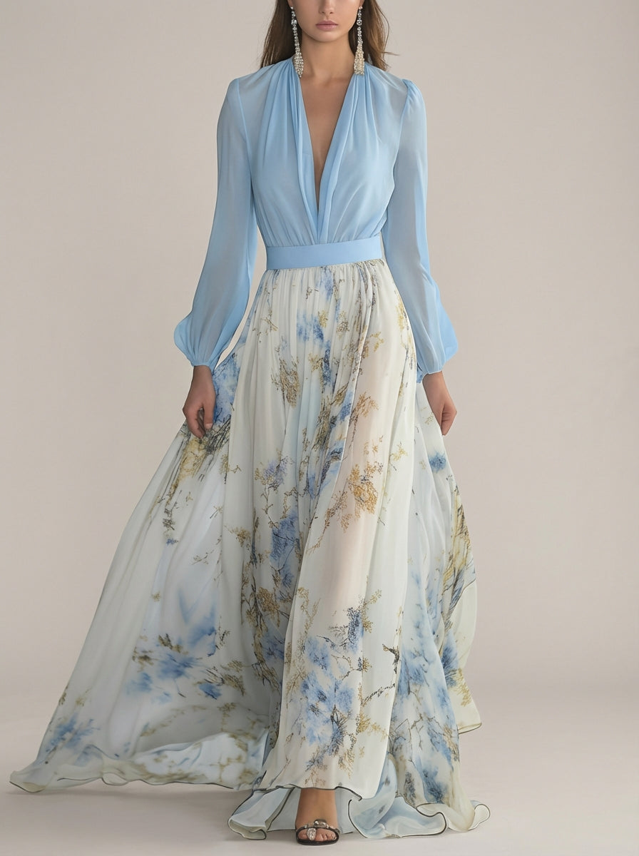 ELVENA™ | Floral Chiffon Maxi Dress