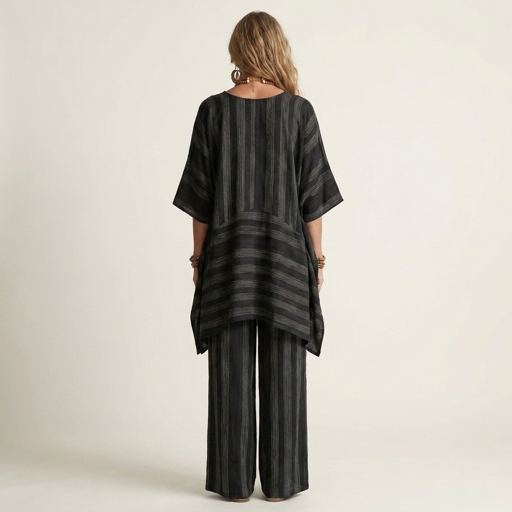 Kira | Two-Piece Striped Cotton-Linen Set