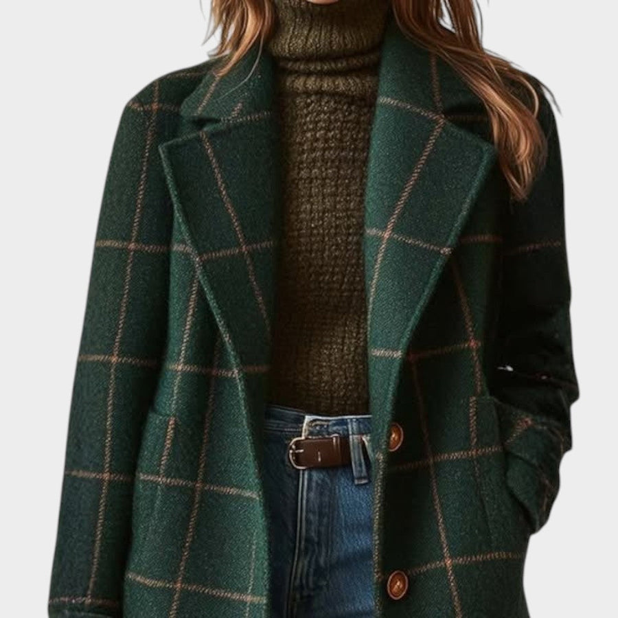 Adriana™ Classic Check Autumn Coat by THE WHITMORE FAMILY, featuring a plaid pattern and cozy fall-ready design.
