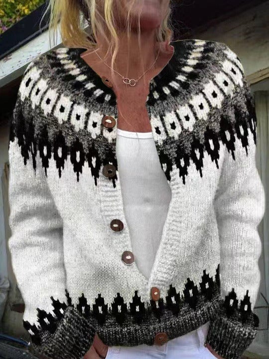 FREJA™ - GEOMETRIC YOKE CARDIGAN