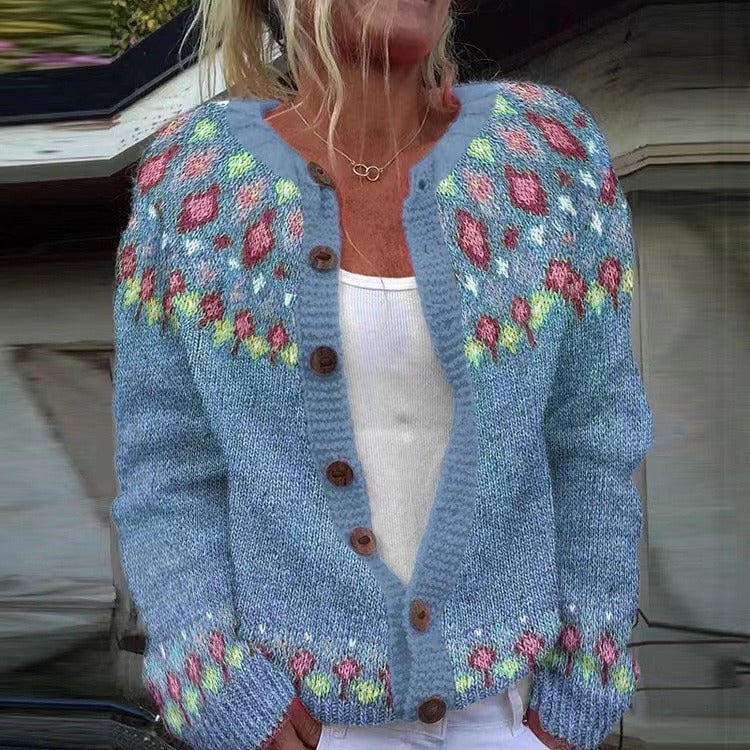 FRIDA™ - FLORAL YOKE CARDIGAN
