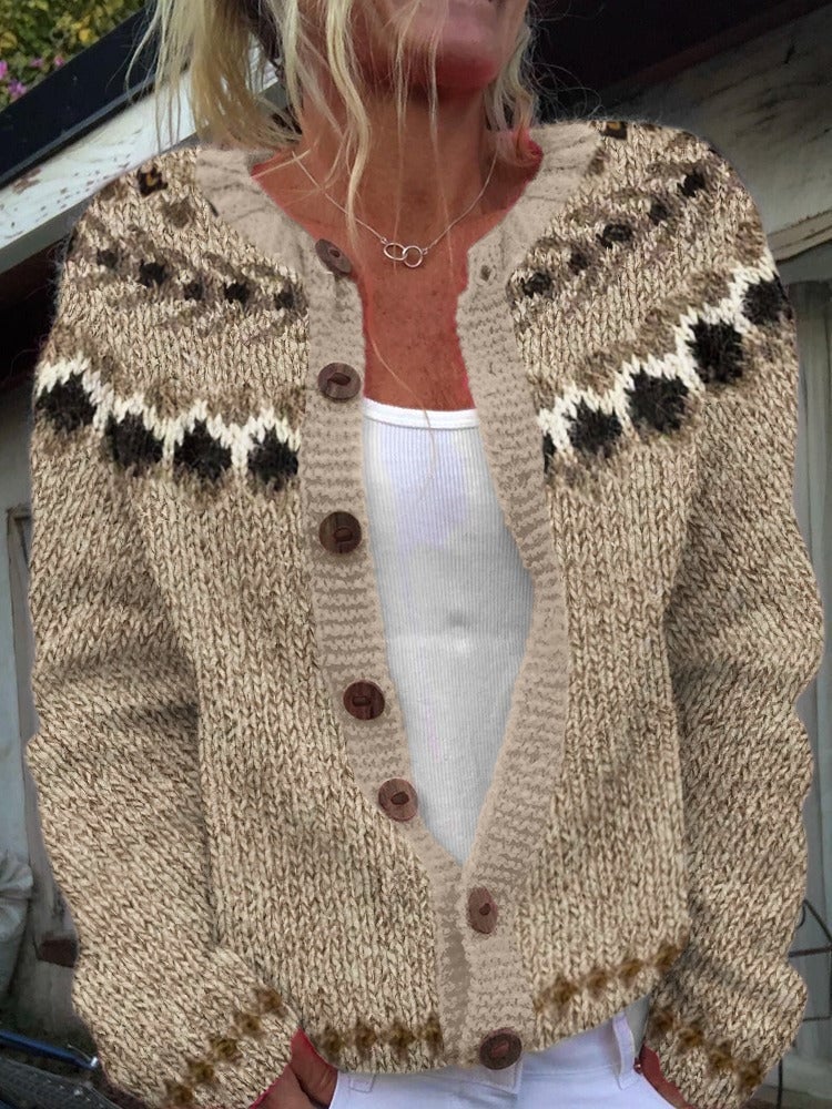 ELIN™ - PATTERNED YOKE CARDIGAN