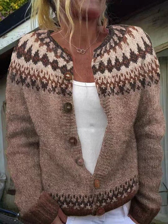 EBBA™ - FAIR ISLE YOKE CARDIGAN
