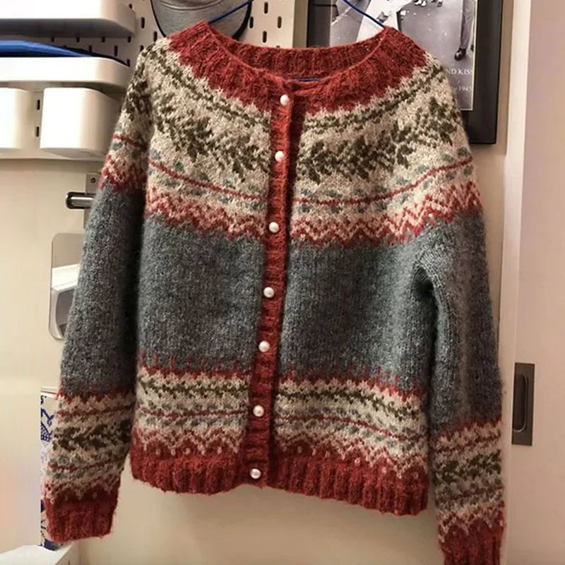 ALVA™ - STRIPED FAIR ISLE CARDIGAN