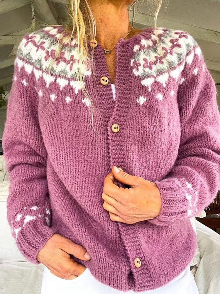 BIRGIT™ - PATTERNED YOKE CARDIGAN