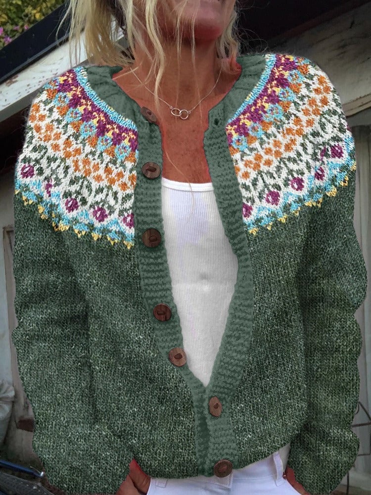 TOVE™ - FLORAL YOKE CARDIGAN