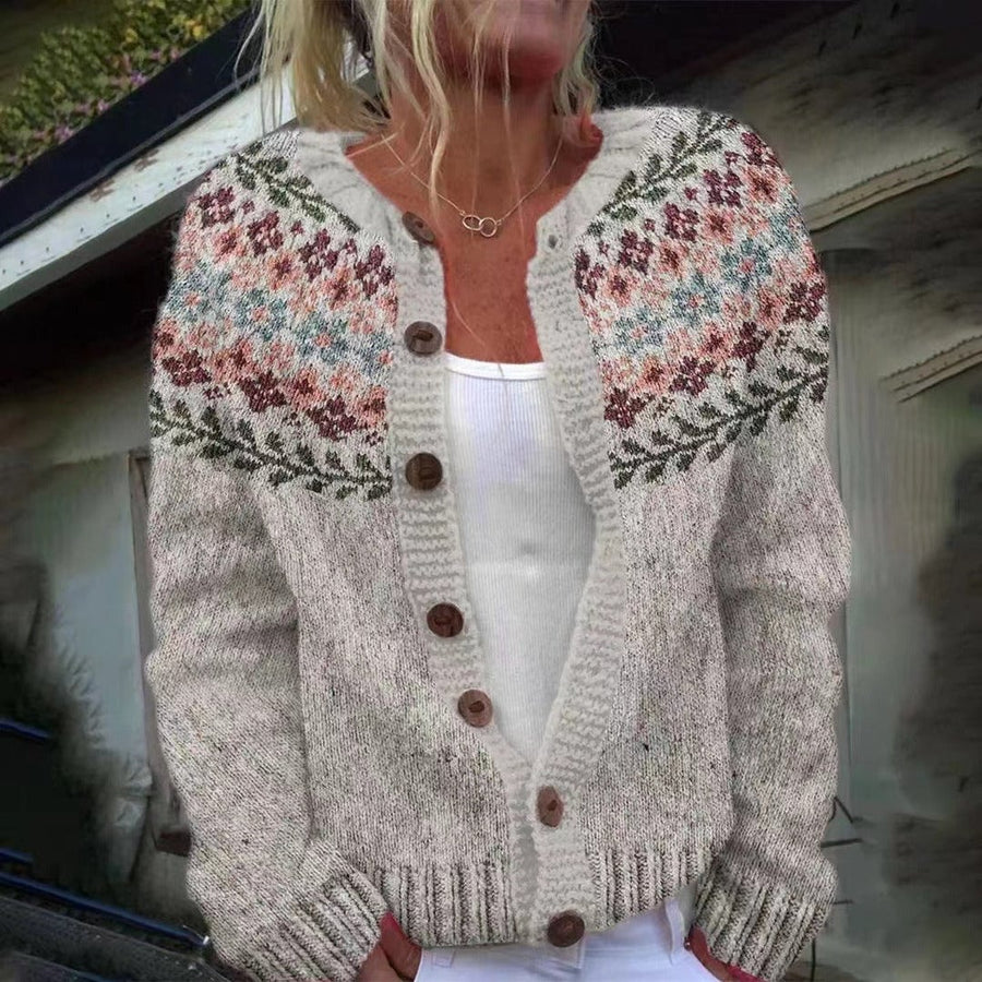 KARIN™ - FLORAL YOKE CARDIGAN