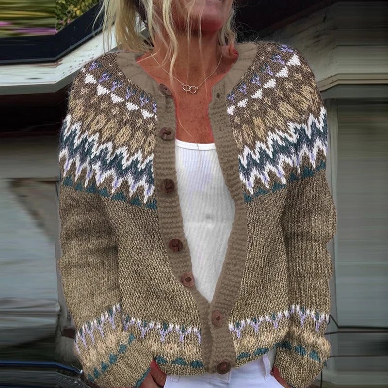 HILDUR™ - FAIR ISLE YOKE CARDIGAN