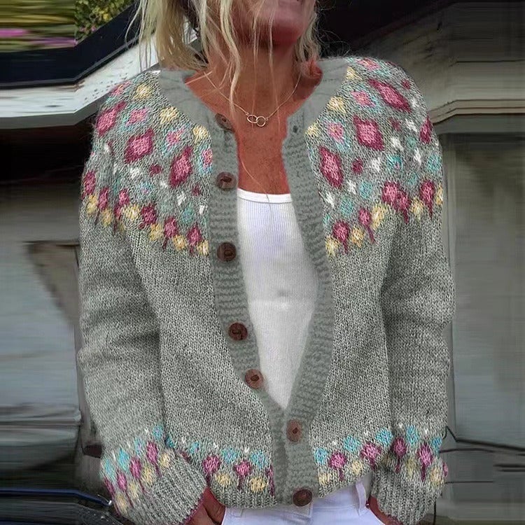 SUNNIVA™ - FLORAL YOKE CARDIGAN