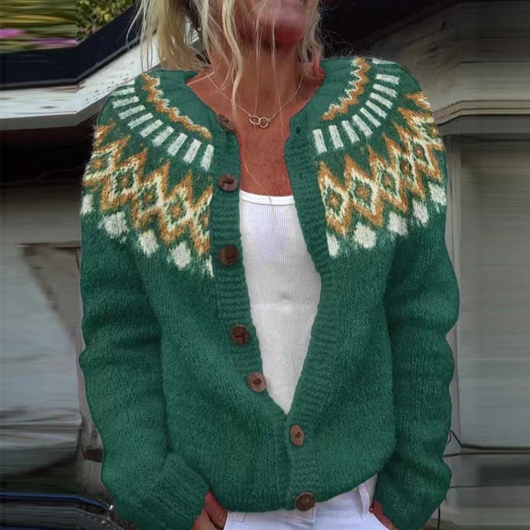 THORA™ - ZIGZAG YOKE CARDIGAN