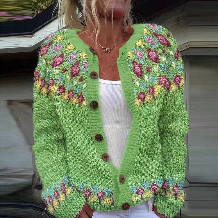 AGNETA™ - FLORAL YOKE CARDIGAN