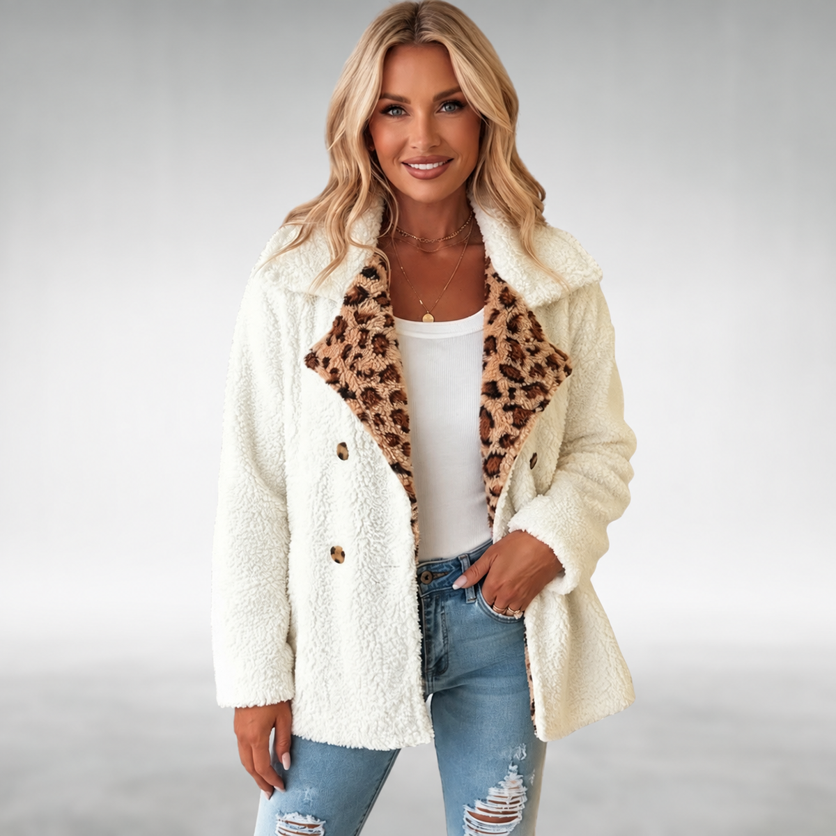Lori Cozy Leopard Teddy Coat