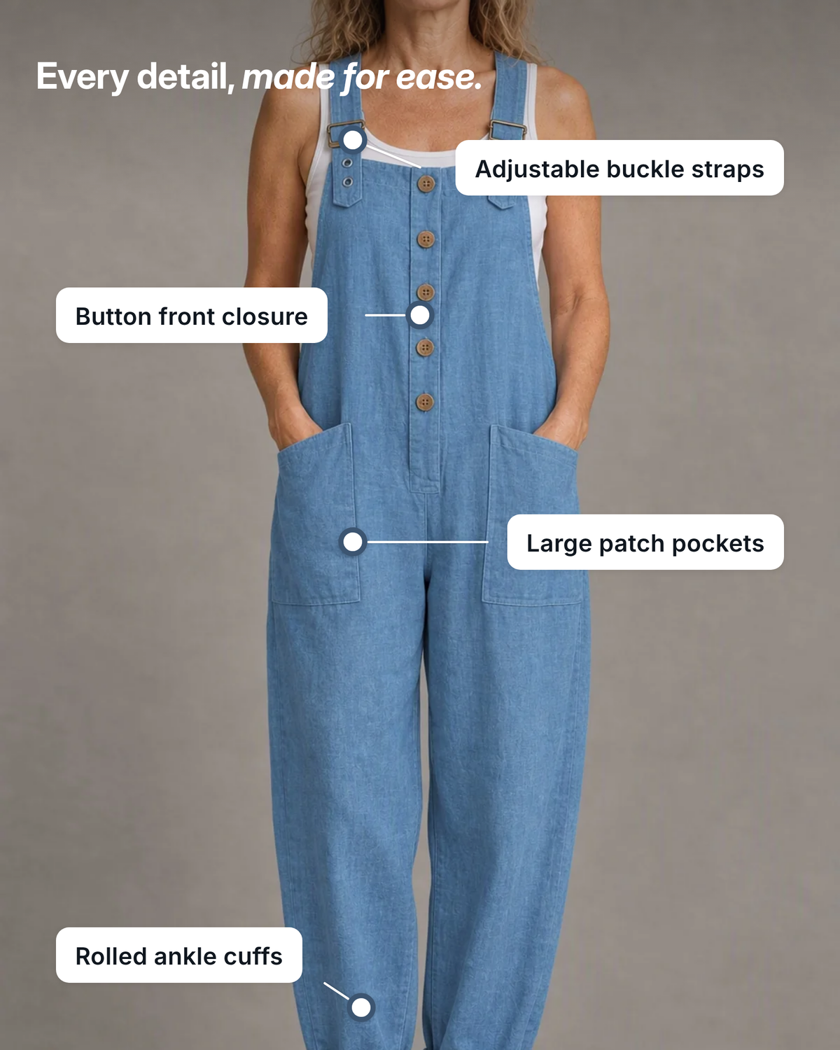 Jeannie | Relaxed Linen-Look Jumpsuit
