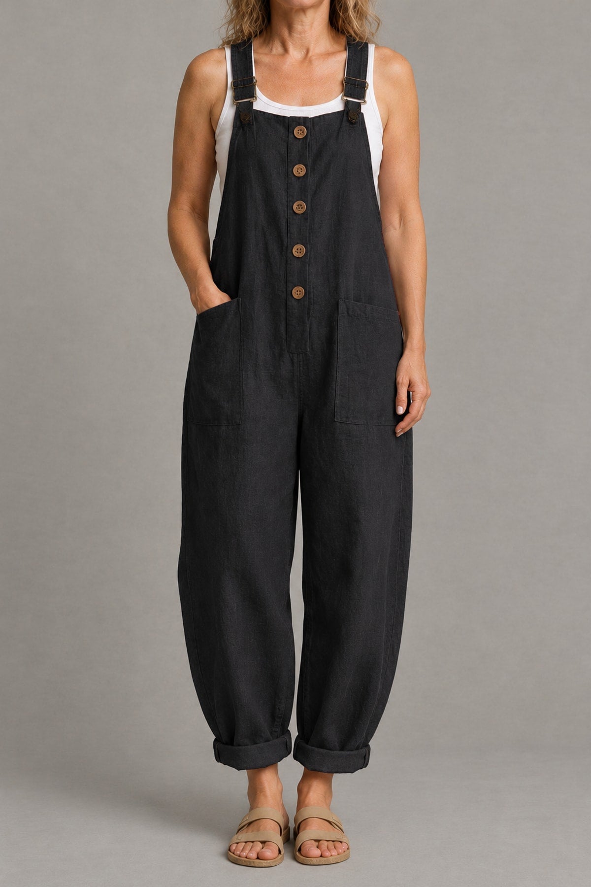 Jeannie | Relaxed Linen-Look Jumpsuit