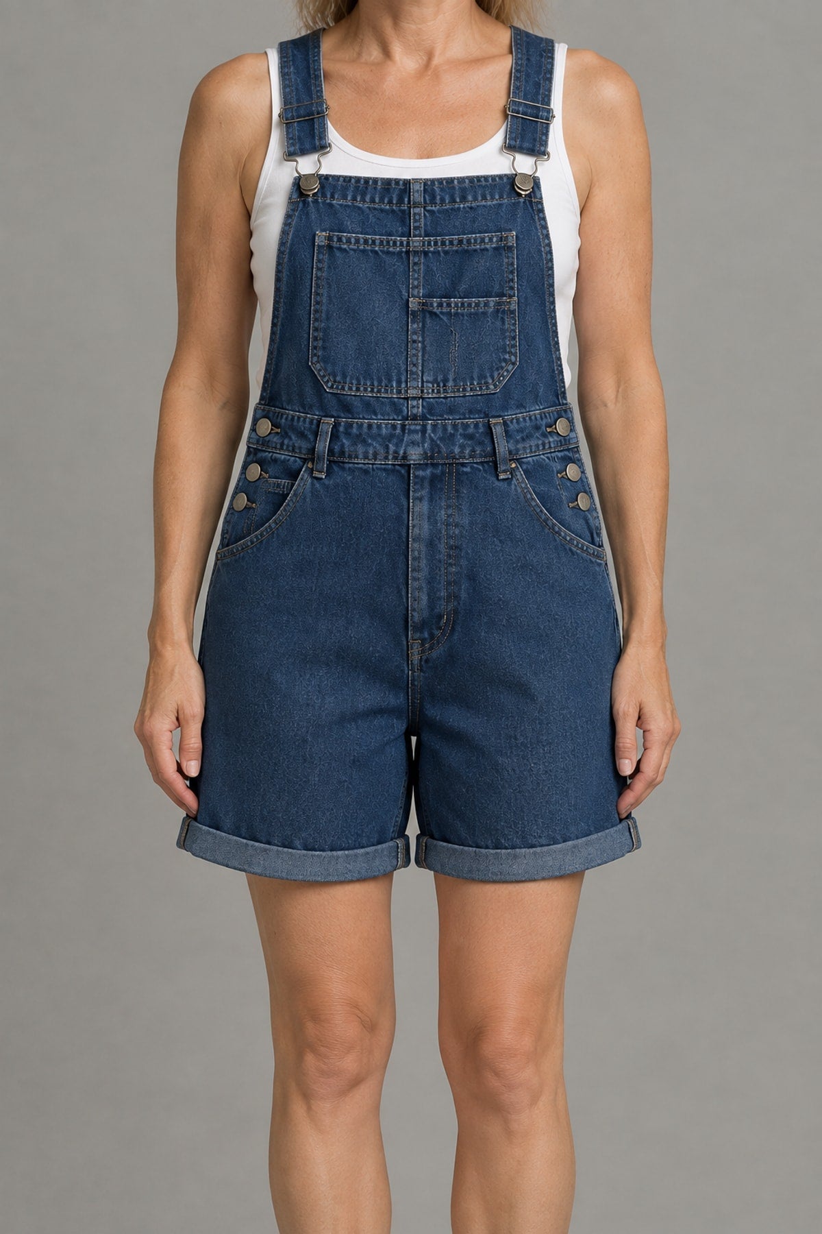 Kacey | Classic Denim Overall Shorts