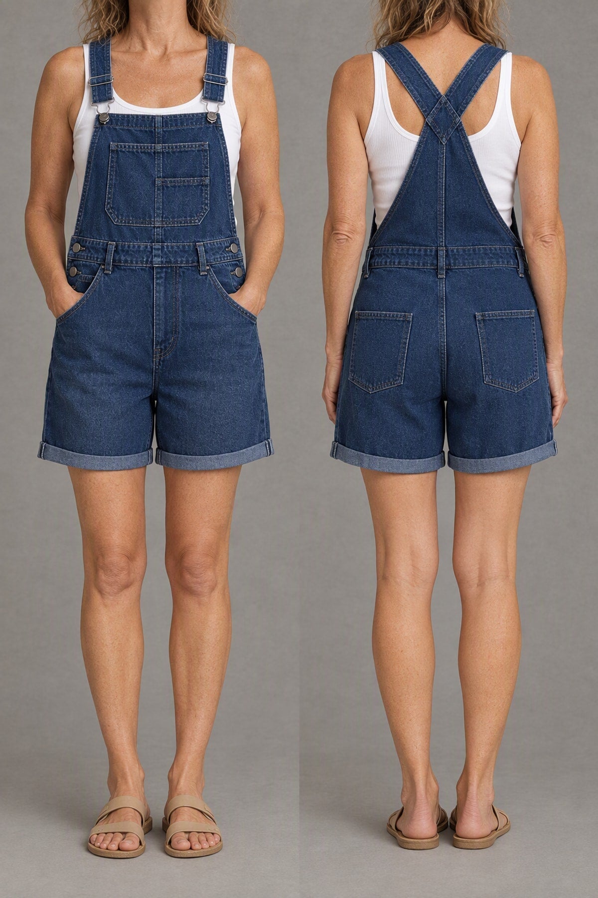 Kacey | Classic Denim Overall Shorts