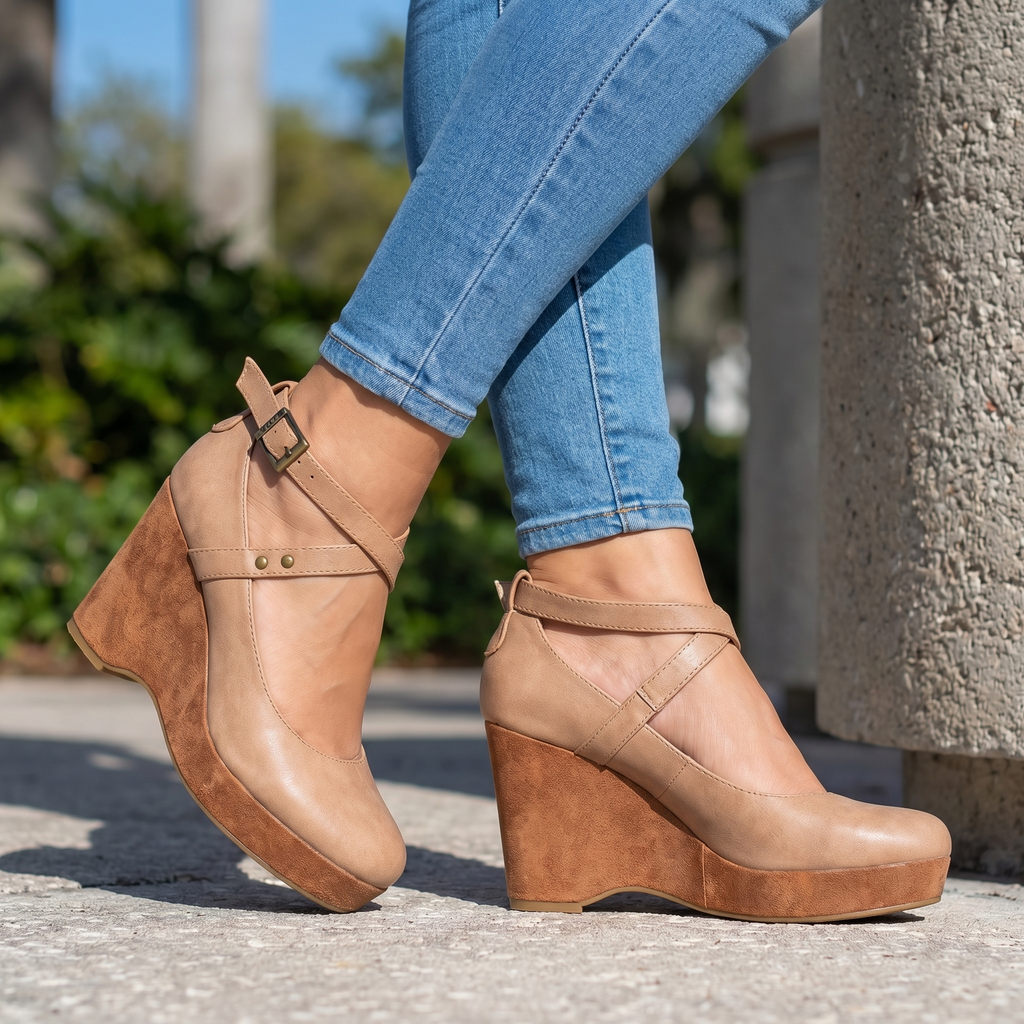 Annabel Cross-Strap Wedges